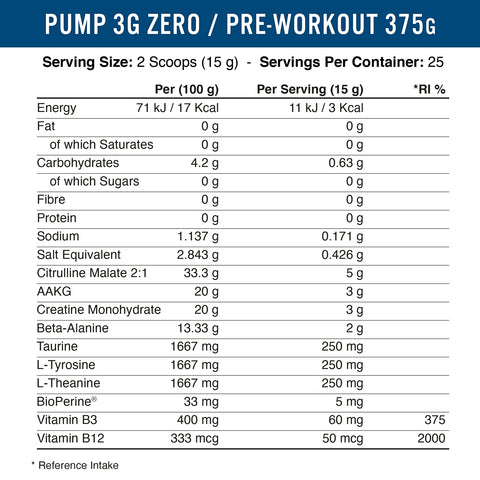 PUMP 3G Pre-Workout (Non-Stim)